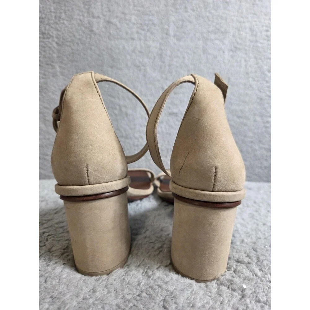 Tory Burch Gabrielle Block Heel Sandals Womens 9M Fumo Tan Suede Ankle Strap COA